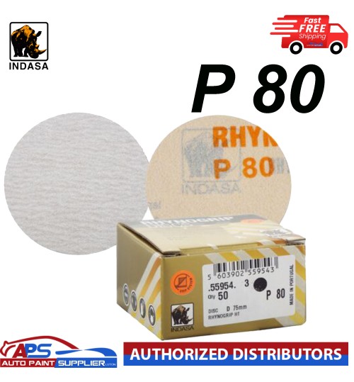 Indasa Rhynogrip HT Line 75mm 3" Sanding Discs P80 Box of 50 Grip System